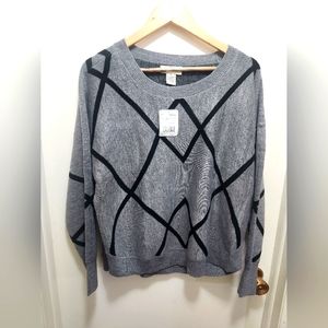 Studio Works Soft Acrylic Women's Grey Geometric Design Sweater XL